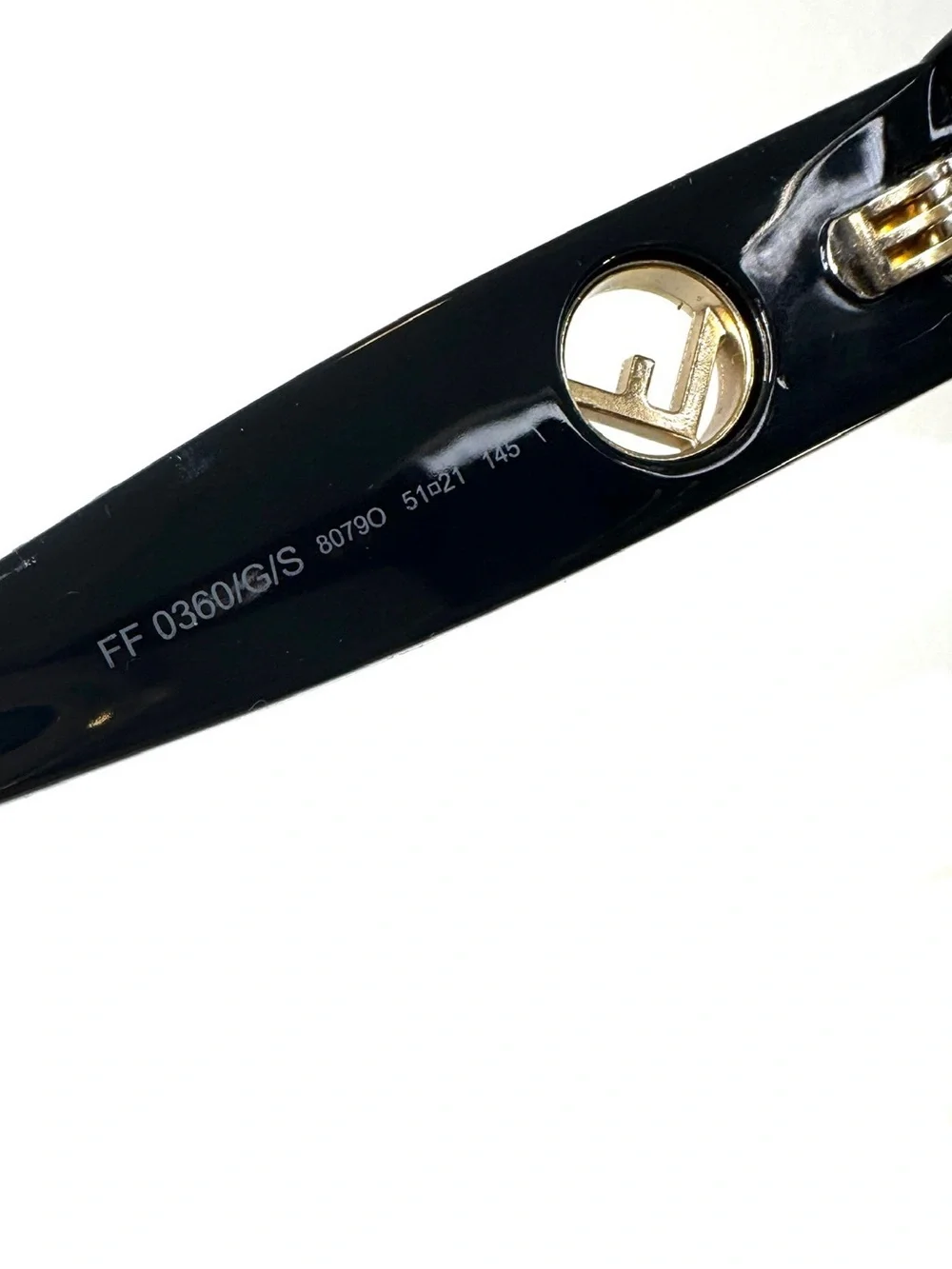 FENDI Sunglasses FF0360/G/S Oversized Cat Eye Black Gradient Gold Tone Accent